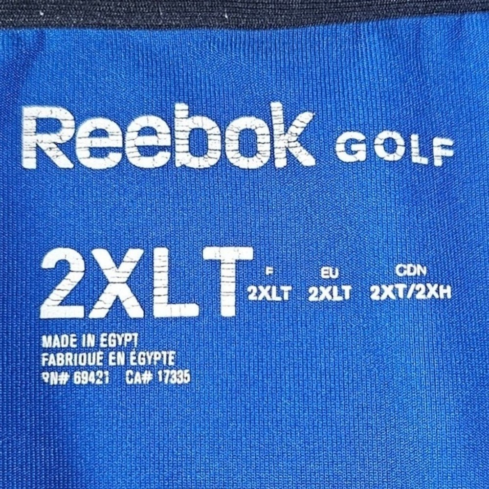 Reebok Golf Polo Shirt Mens 2XLT Royal Blue Striped Performance Stretch - Picture 2 of 8